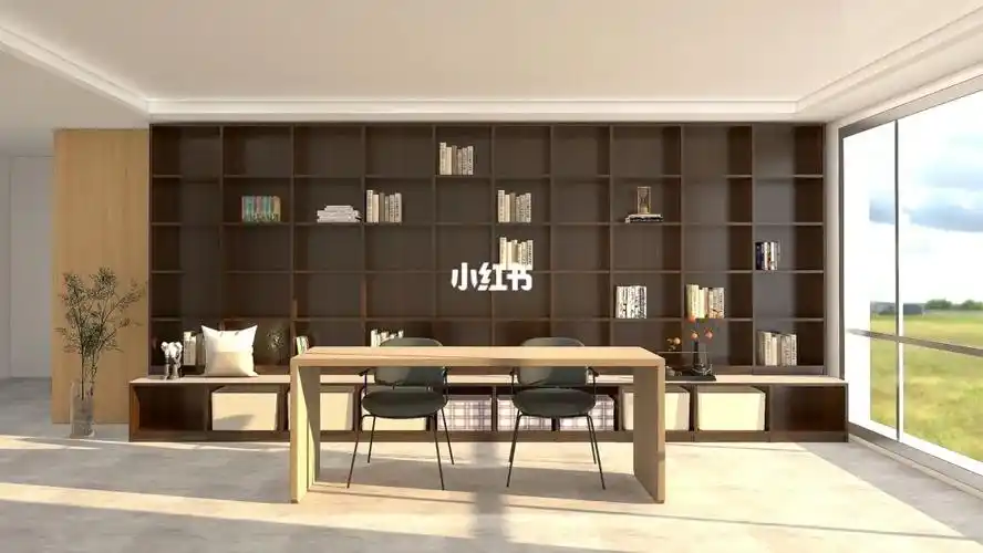 客厅改造开放式大书房效果图