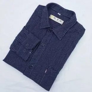 春秋款老粗布男士长袖衬衫 纯棉免烫精品格子条纹衬衣 粗布风情