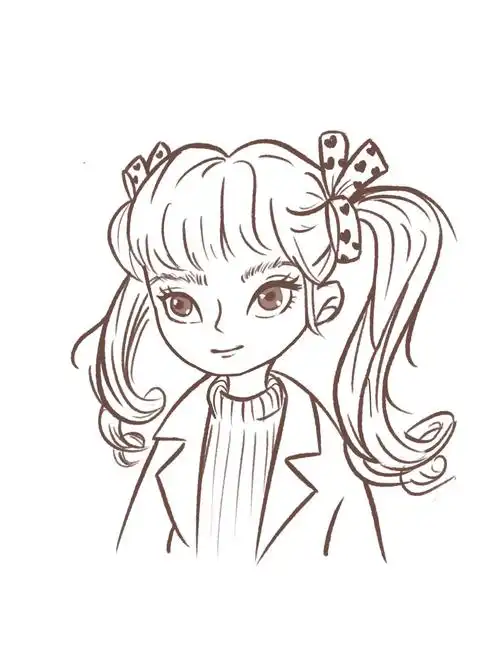 ipad手绘头像双马尾女孩卡通头像
