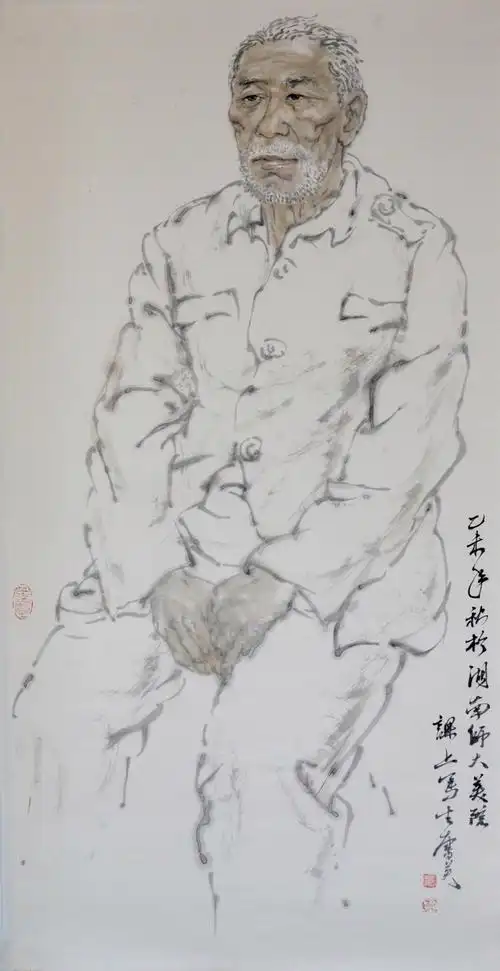 【老人-王奋英人物国画-纸本(2015年作)】王奋英写意人物教学写生系列