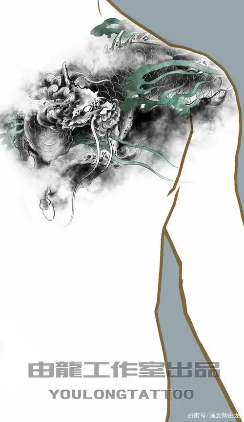 麒麟纹身手稿图案设计