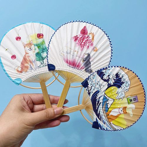 日本制夏日清凉柴犬和纸竹子扇子创意贺卡生日送朋友万用留言卡片