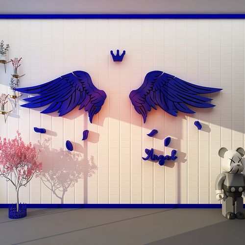 克莱因蓝网红打卡背景墙面贴奶茶店墙壁装饰甜品站创意拍照区布置