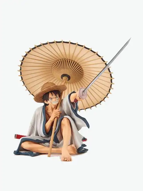 bandai万代眼镜厂海贼王路飞打伞武士刀和服坐姿手办