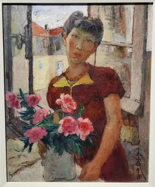 其它 科检:潘玉良40年代作《窗前红衣自像》 写美篇画廊的绿沙发～ 转