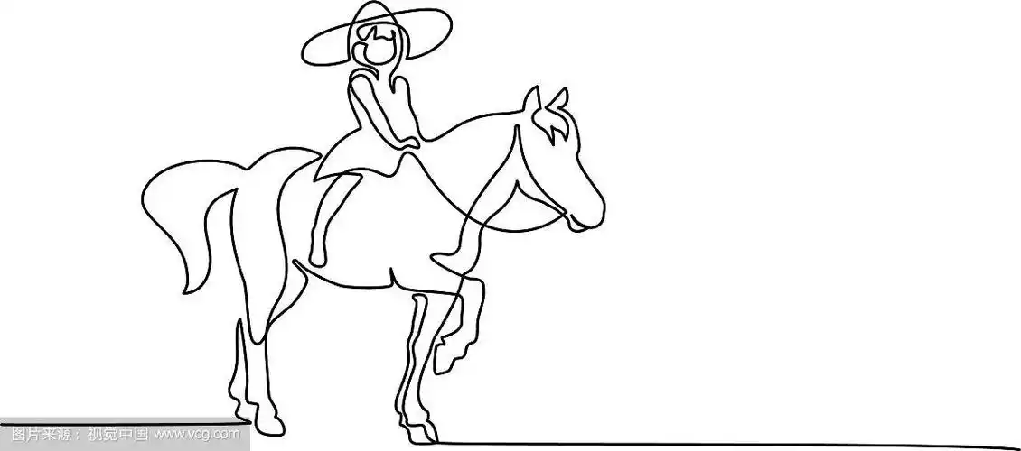 一行画着骑马的小女孩