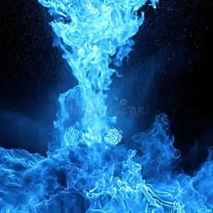 蓝色火焰,孤立在黑色背景上照片