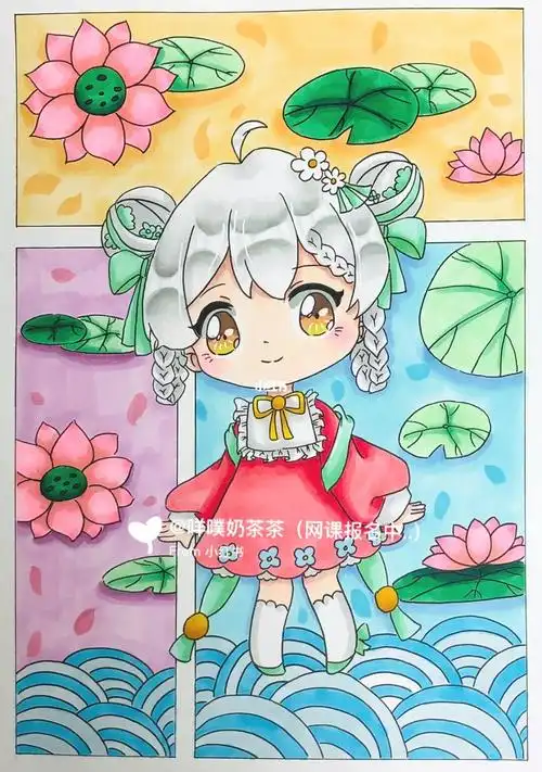 q版动漫古装女生动漫马克笔绘画画画