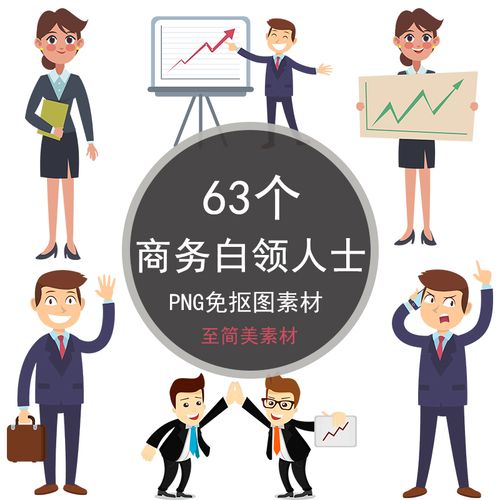 卡通商务成功人士白领人物png免抠图男女办公ppt设计插画元素素材