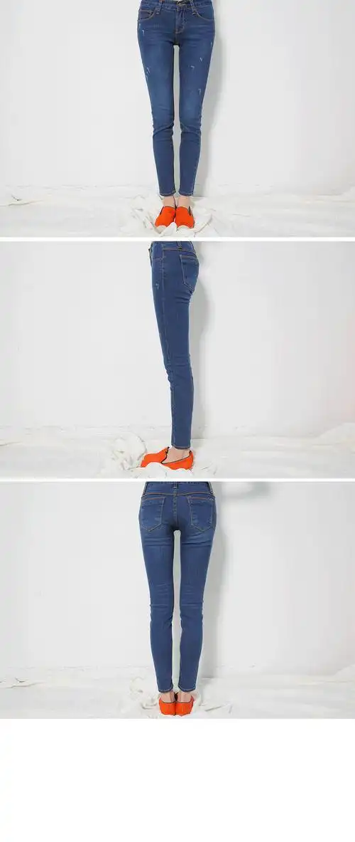 可爱迷你做旧修身牛仔裤