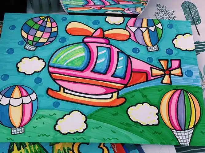 直升机🚁简笔画,创意儿童画✈️飞行安全