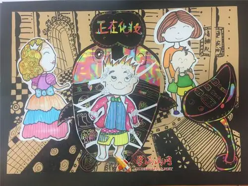 二等奖小学生科幻画《智能化妆屋》鉴赏