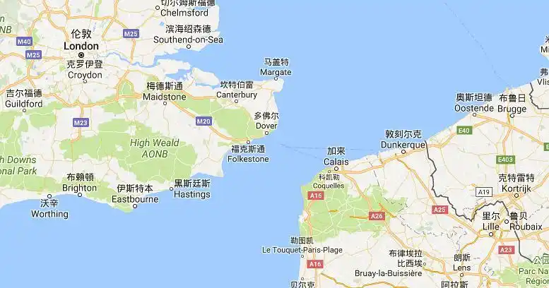 敦刻尔克——英吉利海峡——英国港口