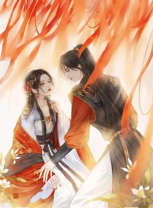 板绘男女组合超级甜的古风插画