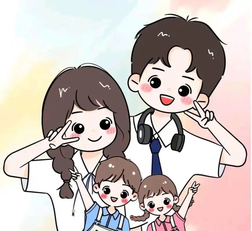 一家三口人,四口人,全家福头像,太可爱了