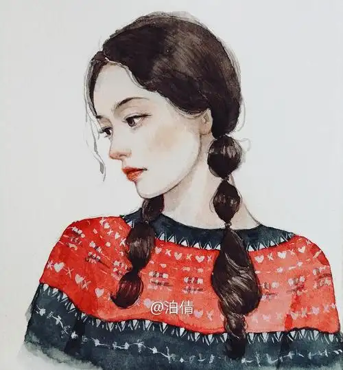 水彩女生头像