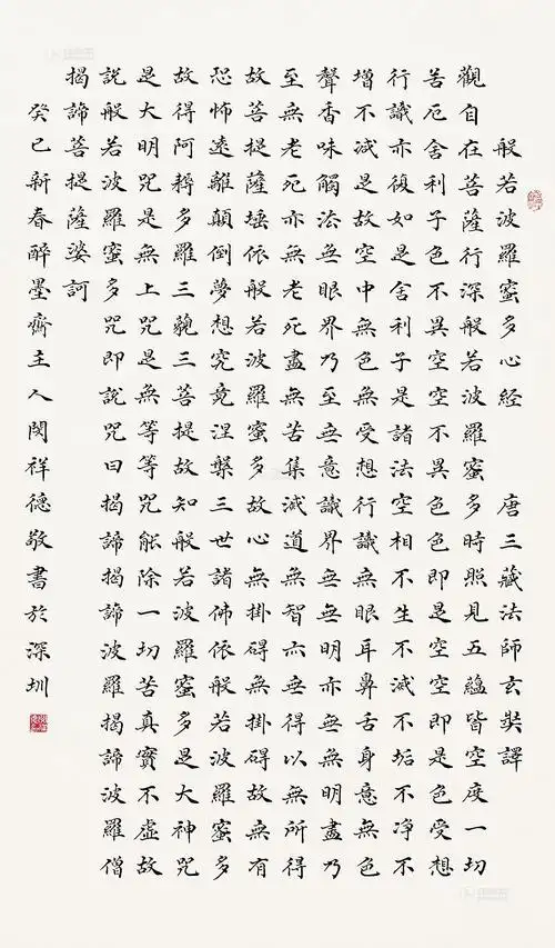 0878 2013年作 楷书《般若波罗蜜多心经》 立轴 水墨纸本