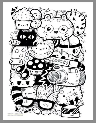 【线描】萌萌的黑白小怪兽!_儿童画教学_零二七艺考