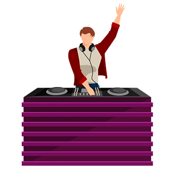 卡通手绘打碟男孩场景