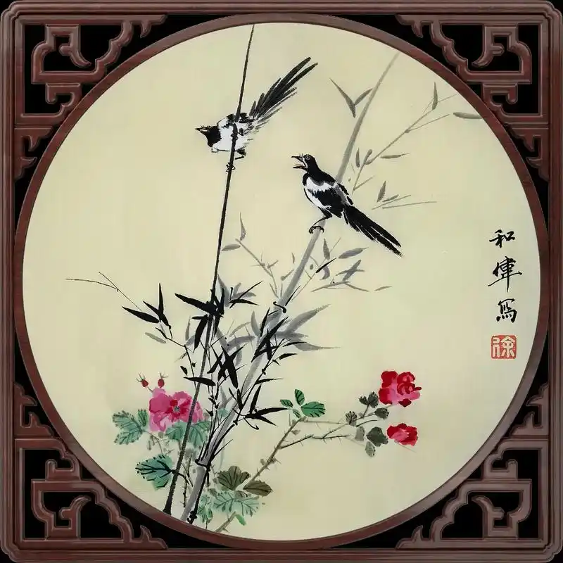 发一组国画:喜鹊登梅 - 抖音