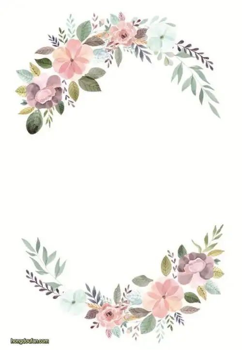 11张带有花朵叶子的可爱的空白纸张花边背景图片下载