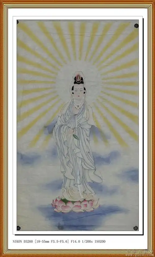 一枫斋国画人物四尺中堂纸本观音佛光普照6