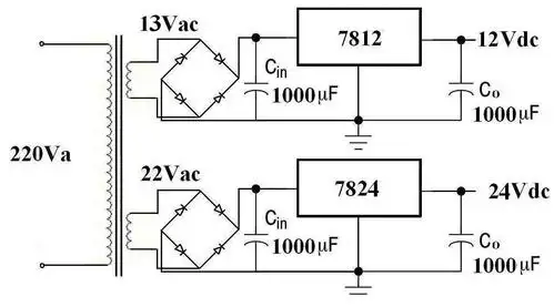 24v转12v电源电路图