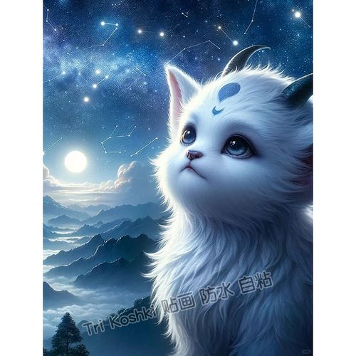 卡通可爱祥瑞神兽白泽团子贴画室内宿舍卧室儿童房墙贴自粘装饰画