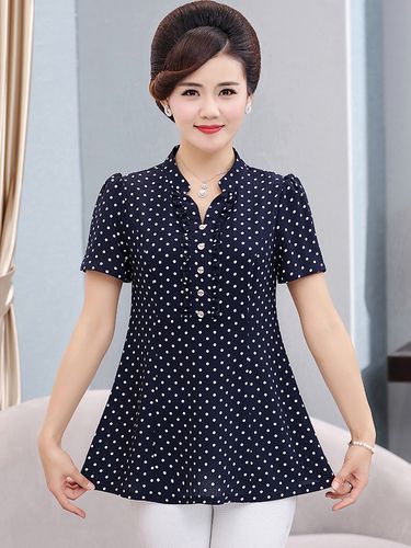 妈妈夏装短袖恤女4050岁中年妇女母亲节衣服中老年中老年女装