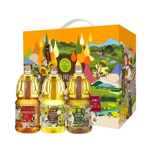 中粮初萃食用油礼盒1.8l*3花生油 葵花籽油 菜籽油小包装送礼佳品