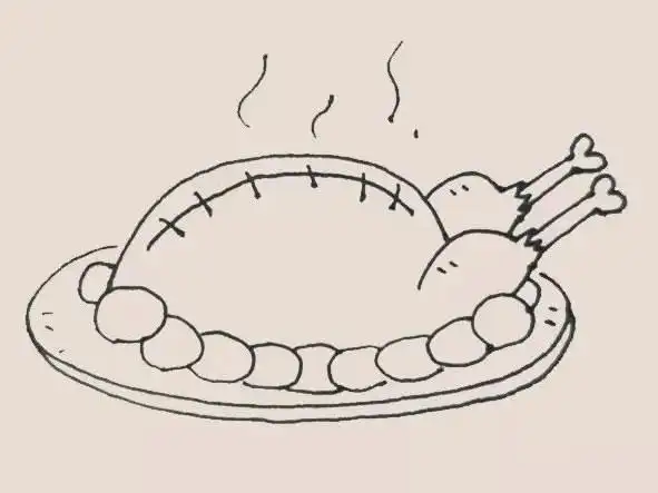 火鸡大餐简笔画超简单画法火鸡大餐简笔画步骤图解教程