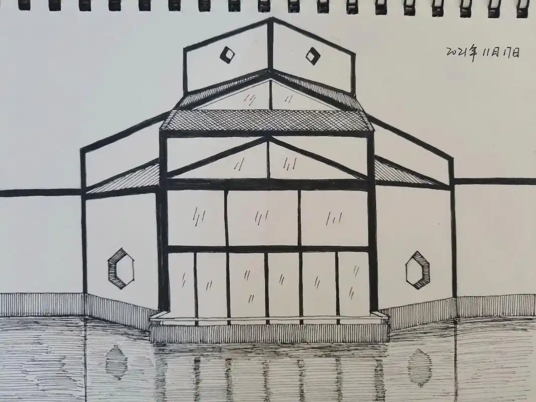 控笔练习/黑白线条画建筑—苏州博物馆 #画画# #控笔# #建筑# #建筑