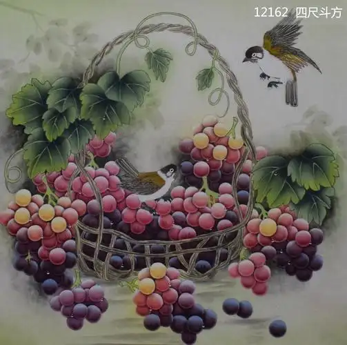 曾老师4四尺斗方葡萄_葡萄_花鸟_国画_装饰作品_园圆堂