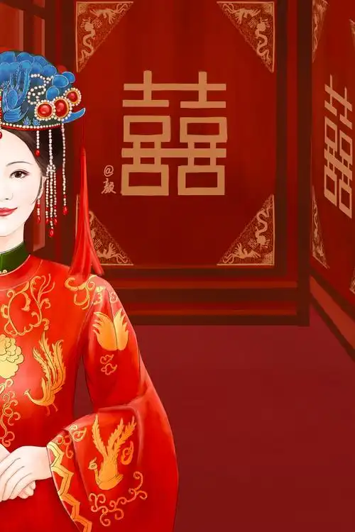 明制汉服大婚手绘插画|插画|创作习作|颜手绘设计