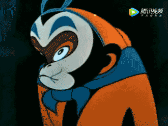 尝舔闻望跟玉帝不同,孙悟空的动作和面部表情夸张很多.