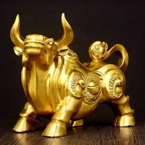生肖牛纯铜牛抬头招财牛家居摆件旺市牛办公室装饰工艺礼品牛气冲