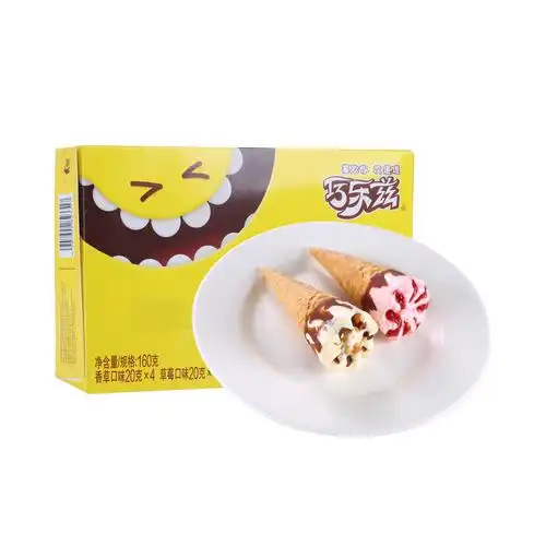 伊利巧乐兹小v筒香草草莓口味冰淇淋20g8支盒