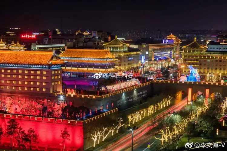 上帝视角俯瞰西安长安城犹如星河憧憬