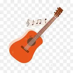 手绘吉他橙色