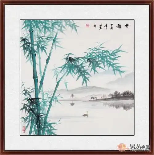 国画竹石图 刘海青新品斗方山水画《竹韵》 (正在【易从网】热销中)