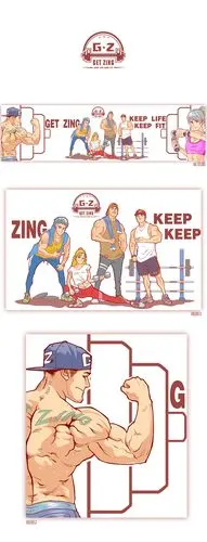 健身房墙绘插画设计