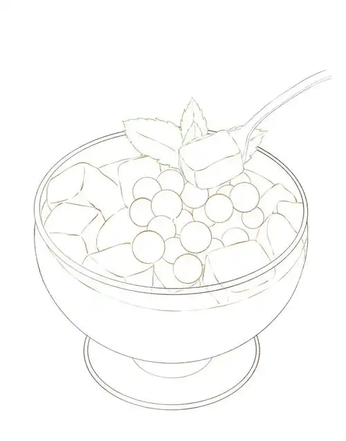 ipad水彩甜品桂花生椰冰粉