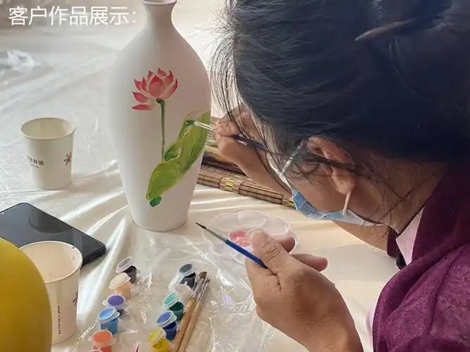 幼儿园陶艺彩绘素坯盘子陶瓷花瓶手工涂鸦白胚儿童上色非石膏 28-5