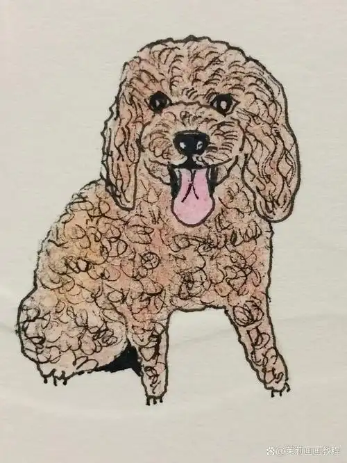 今天来画一幅彩铅画,内容是关于玩滑板的泰迪萌宠.