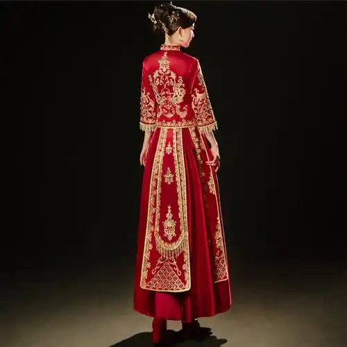 秀禾服女新娘服秋冬季2021新款结婚中式复古流苏龙凤褂礼服敬酒服