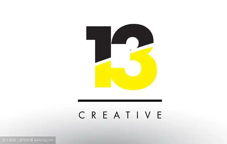13黑色和黄色数字标志设计