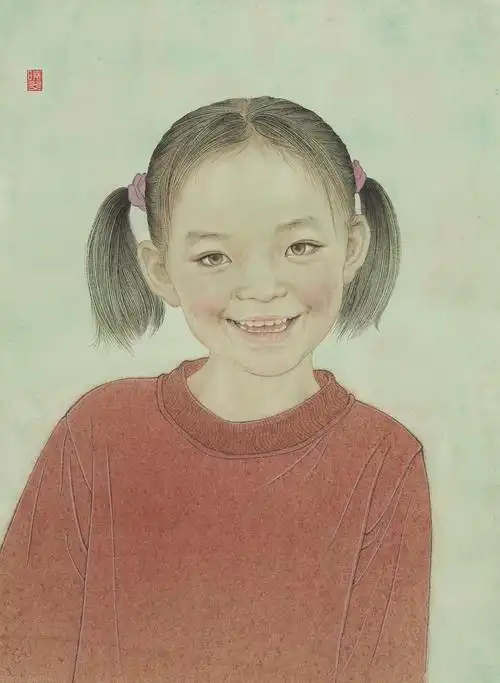 一组儿童肖像系列工笔画