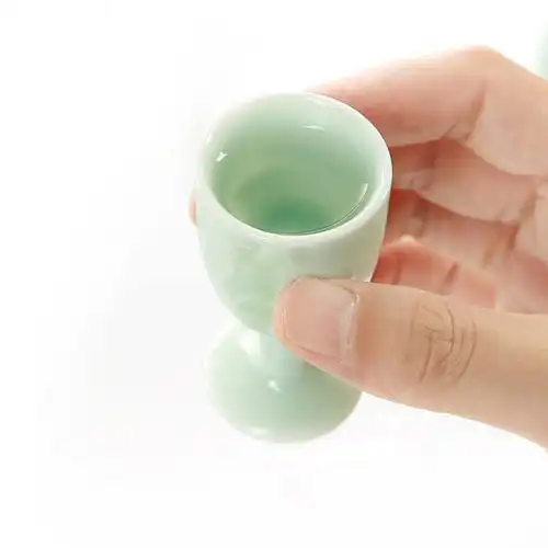 三钱杯小酒杯白瓷小品茗杯白酒小酒盅酒杯青瓷圆口酒杯60ml6个装