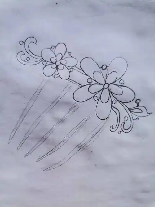 7步详细速写步骤,水晶花朵发饰,适合新手入门学习_饰品_弧形_位置