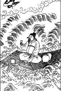 古代人站在船上的简笔画
